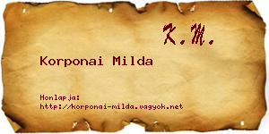 Korponai Milda névjegykártya